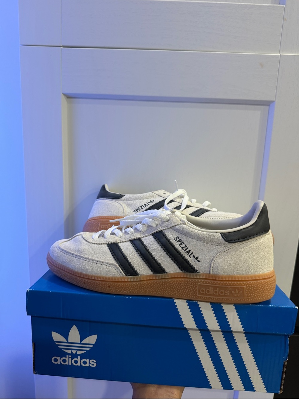 adidas Spezial Unisex White & Black Suede Sneakers with Gum Sole